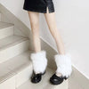 Furry Leg Warmers Y2K Goth White Faux Fur Leg Warmers Boot Covers Lady Cute Jk Knee-Length Hipster Warm Sock Fashion Socks