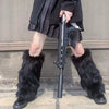 Furry Leg Warmers Y2K Goth White Faux Fur Leg Warmers Boot Covers Lady Cute Jk Knee-Length Hipster Warm Sock Fashion Socks