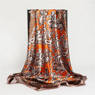 90Cm Black Cashew Printed Scarf New Spring and Summer Imitation Silk Scarf Trendy and Versatile Headscarf Shawl Scarfs