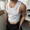 Men Tank Tops Solid Color Hollow Out O-Neck Sleeveless Male Vests Summer Streetwear 2025 Sexy Fashion Men Clothing S-3XL