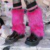 Furry Leg Warmers Y2K Goth White Faux Fur Leg Warmers Boot Covers Lady Cute Jk Knee-Length Hipster Warm Sock Fashion Socks