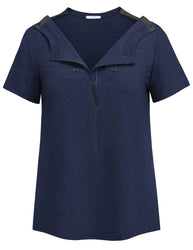 Deyeek Chemo Shirts for Port Access Women Short Sleeve - Best Gift for Cancer Patients Chemotherapy Must Haves