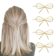 4Pcs Metal Bow Hair Clips: Chic Minimalist Hairpins and Barrettes for Women and Girls - Stylish Gift Set