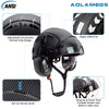 Carbon Fiber Safety Helmet W/ Visor Built-In Goggles Carbon Fiber Earmuff ABS Industrial Hard Hat ANSI Climb Head Protection Cap