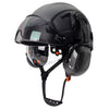 Carbon Fiber Safety Helmet W/ Visor Built-In Goggles Carbon Fiber Earmuff ABS Industrial Hard Hat ANSI Climb Head Protection Cap