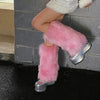 Furry Leg Warmers Y2K Goth White Faux Fur Leg Warmers Boot Covers Lady Cute Jk Knee-Length Hipster Warm Sock Fashion Socks