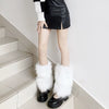 Furry Leg Warmers Y2K Goth White Faux Fur Leg Warmers Boot Covers Lady Cute Jk Knee-Length Hipster Warm Sock Fashion Socks