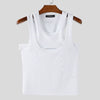 Men Tank Tops Solid Color Hollow Out O-Neck Sleeveless Male Vests Summer Streetwear 2025 Sexy Fashion Men Clothing S-3XL