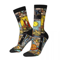 Hip Hop Retro the Major Arcana of Tarot Crazy Men'S Compression Socks Unisex Moon Harajuku Seamless Printed Funny Crew Sock
