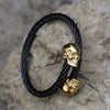 2022 NEW Men'S 316L Stainless Steel Bracelet Classic Double Skull Head Adjustable Punk Biker Bracelet Jewelry Free Shipping