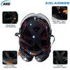 Carbon Fiber Safety Helmet W/ Visor Built-In Goggles Carbon Fiber Earmuff ABS Industrial Hard Hat ANSI Climb Head Protection Cap