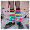 Furry Leg Warmers Y2K Goth White Faux Fur Leg Warmers Boot Covers Lady Cute Jk Knee-Length Hipster Warm Sock Fashion Socks