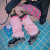 Furry Leg Warmers Y2K Goth White Faux Fur Leg Warmers Boot Covers Lady Cute Jk Knee-Length Hipster Warm Sock Fashion Socks
