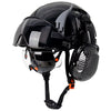 Carbon Fiber Safety Helmet W/ Visor Built-In Goggles Carbon Fiber Earmuff ABS Industrial Hard Hat ANSI Climb Head Protection Cap