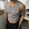 Men Tank Tops Solid Color Hollow Out O-Neck Sleeveless Male Vests Summer Streetwear 2025 Sexy Fashion Men Clothing S-3XL