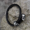 2022 NEW Men'S 316L Stainless Steel Bracelet Classic Double Skull Head Adjustable Punk Biker Bracelet Jewelry Free Shipping