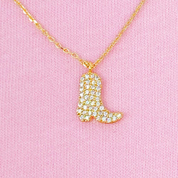 Glam Cow Girl Boot Necklace