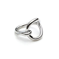 Dtja Round Love Knot Silk Scarf Ring Brooch for Women Minimalist Small Geometric Fashion Chic Shawl Scarves Buckle Wrap Clip Comfort Fit Finger Ring Size 8 Decoration Jewelry (Silver)