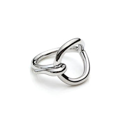 Dtja Round Love Knot Silk Scarf Ring Brooch for Women Minimalist Small Geometric Fashion Chic Shawl Scarves Buckle Wrap Clip Comfort Fit Finger Ring Size 8 Decoration Jewelry (Silver)