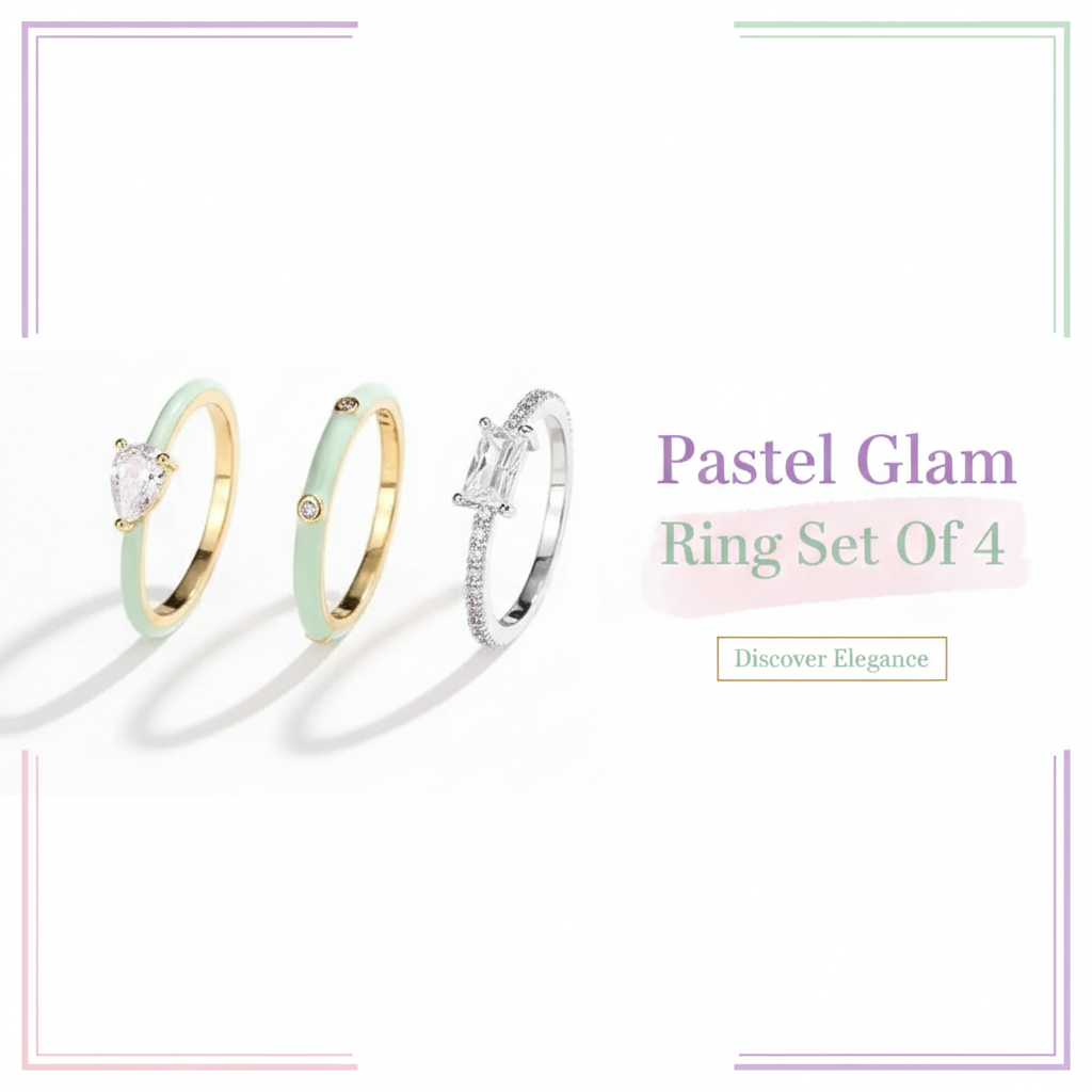 Pastel Glam Ring Set Of 4 Banner